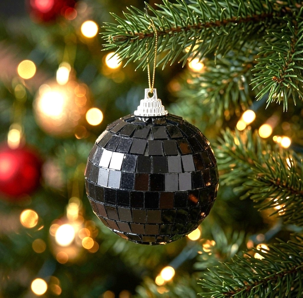 Black Mirror Disco Ball Ornament 4.75"x6" Christmas Holiday Party Decoration